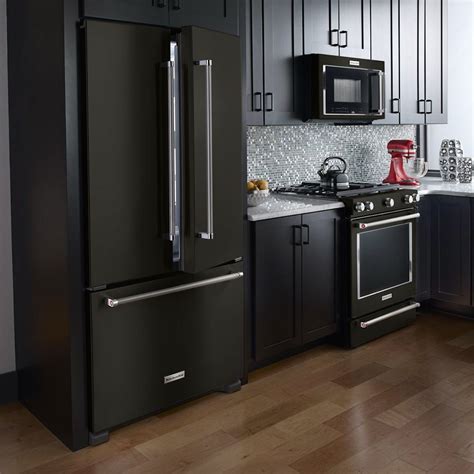 black kitchen cabinets with black stainless steel appliances|cabinet colors with black appliances.